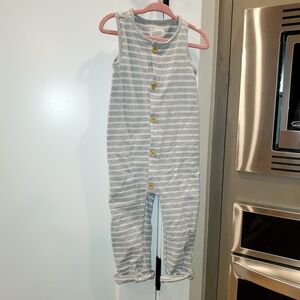 Little Planet Toddler Organic Cotton Striped Gray Jumpsuit - Like NEW Size 2T